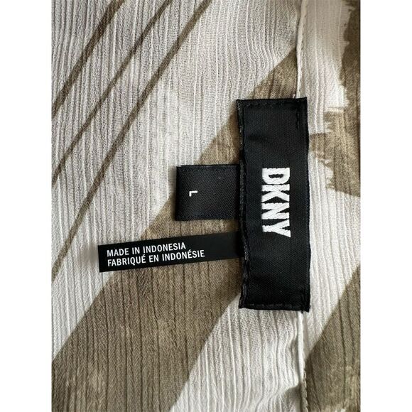 DKNY Women's M Geometric Print Button-Up Short Sleeve Blouse Multicolor - Picture 4 of 5